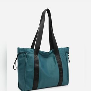 Peacock Lydia Drawstring Nylon Tote w/ Contrast Handle